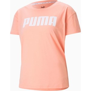 Różowy t-shirt Puma z okrągłym dekoltem z krótkim rękawem