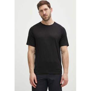 Czarny t-shirt Smartwool z wełny z krótkim rękawem