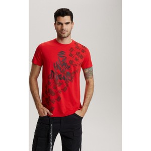 Czerwony t-shirt DiverseExtreme z nadrukiem w młodzieżowym stylu z krótkim rękawem