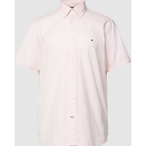 Różowa koszula Tommy Hilfiger z krótkim rękawem z bawełny