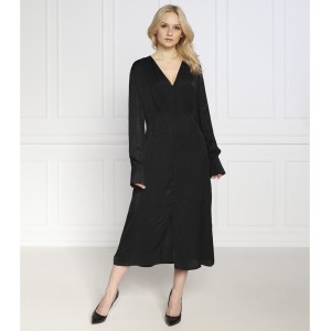 Czarna sukienka Karl Lagerfeld z dekoltem w kształcie litery v w stylu casual midi