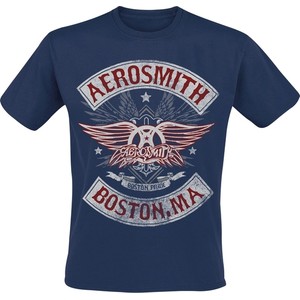 Granatowy t-shirt Aerosmith z krótkim rękawem