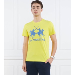 Żółty t-shirt La Martina w młodzieżowym stylu z bawełny z krótkim rękawem