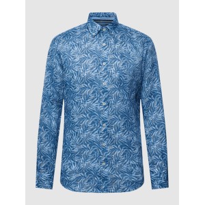 Niebieska koszula Fynch Hatton z lnu w stylu casual z długim rękawem