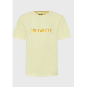 Żółty t-shirt Carhartt WIP z krótkim rękawem w młodzieżowym stylu