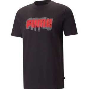 Czarny t-shirt Puma w młodzieżowym stylu z krótkim rękawem z bawełny