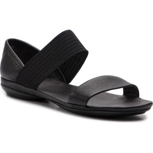 Czarne sandały Camper w stylu casual ze skóry z płaską podeszwą
