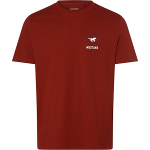 Czerwony t-shirt Mustang z nadrukiem z bawełny