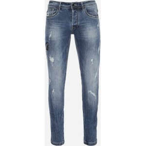 Granatowe jeansy born2be z jeansu w młodzieżowym stylu