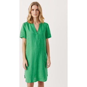 Zielona sukienka Part Two z krótkim rękawem z dekoltem w kształcie litery v w stylu casual