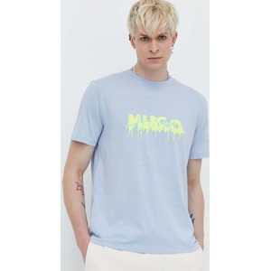 Niebieski t-shirt Hugo Boss z bawełny w młodzieżowym stylu