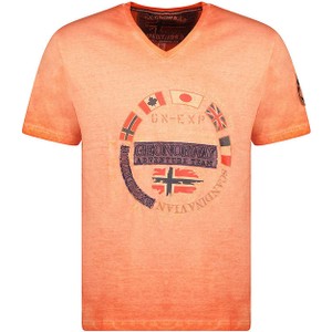 Pomarańczowy t-shirt Geographical Norway z bawełny z krótkim rękawem
