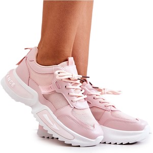 Różowe buty sportowe Pm1 z płaską podeszwą sznurowane