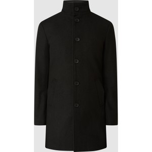 Czarny płaszcz męski Bruun & Stengade z wełny