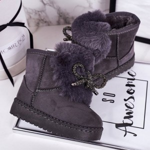 Granatowe buty dziecięce zimowe Butymodne dla dziewczynek