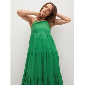 Zielona sukienka Mango z okrągłym dekoltem z bawełny bez rękawów