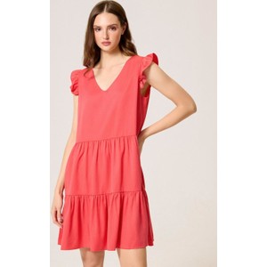 Czerwona sukienka Diverse w stylu casual z krótkim rękawem mini