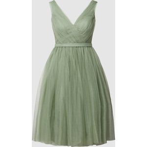 Zielona sukienka Troyden Collection z dekoltem w kształcie litery v na ramiączkach