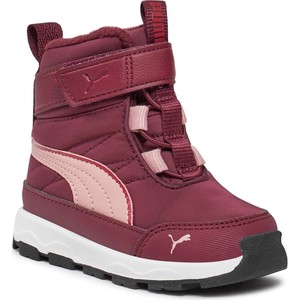 Czerwone buty dziecięce zimowe Puma na rzepy dla dziewczynek