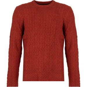 Czerwony sweter ubierzsie.com z okrągłym dekoltem z wełny