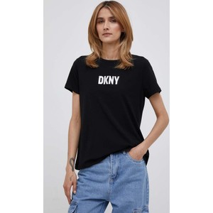 Czarny t-shirt DKNY z krótkim rękawem z okrągłym dekoltem