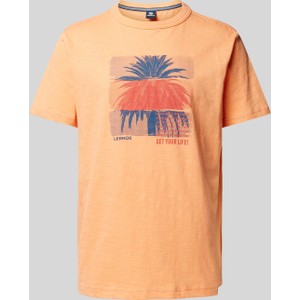 Pomarańczowy t-shirt Lerros w młodzieżowym stylu z bawełny z krótkim rękawem