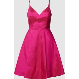 Różowa sukienka Luxuar Fashion rozkloszowana na ramiączkach mini