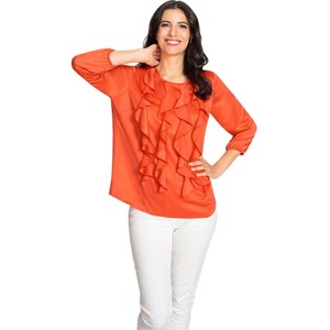 Pomarańczowa bluzka Heine w stylu casual z okrągłym dekoltem z długim rękawem