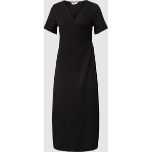 Czarna sukienka Object w stylu casual z krótkim rękawem kopertowa
