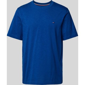Niebieski t-shirt Tommy Hilfiger z bawełny z krótkim rękawem