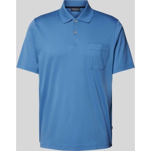 Niebieska koszulka polo Maerz Muenchen z bawełny z krótkim rękawem w stylu casual