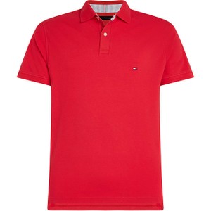 Czerwona koszulka polo Tommy Hilfiger z bawełny z krótkim rękawem