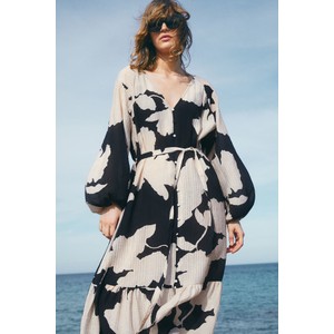 Sukienka H & M z tkaniny midi z dekoltem w kształcie litery v