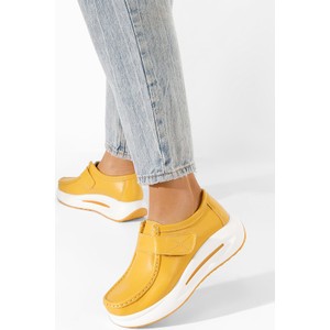 Żółte buty sportowe Zapatos z płaską podeszwą