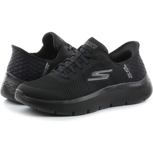 Czarne buty sportowe Skechers flex w sportowym stylu z płaską podeszwą