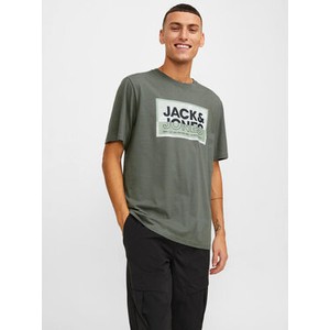 Zielony t-shirt Jack & Jones w młodzieżowym stylu z krótkim rękawem