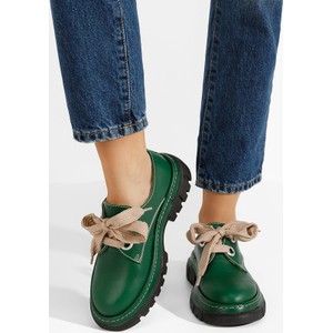 Zielone półbuty Zapatos z płaską podeszwą w stylu casual