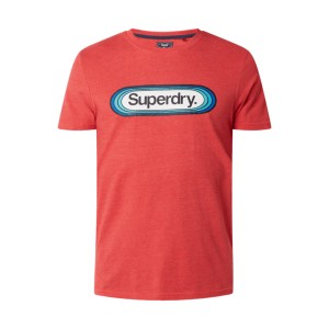 Czerwony t-shirt Superdry z bawełny z krótkim rękawem