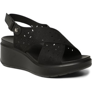 Czarne sandały Imac w stylu casual z klamrami na koturnie