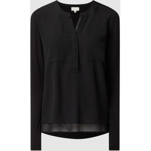 Czarna bluzka Milano Italy z długim rękawem z dekoltem w kształcie litery v w stylu casual