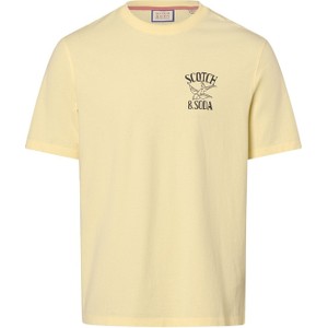Żółty t-shirt Scotch & Soda z dżerseju z krótkim rękawem