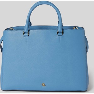 Niebieska torebka Ralph Lauren z aplikacjami do ręki ze skóry