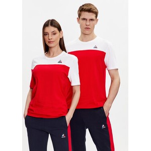 Czerwony t-shirt Le Coq Sportif w stylu casual