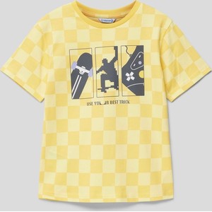 Żółta bluzka dziecięca Mayoral z bawełny dla dziewczynek z krótkim rękawem
