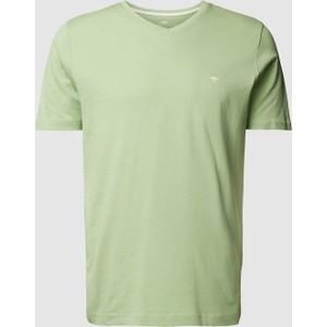 Zielony t-shirt Fynch Hatton z krótkim rękawem z bawełny w stylu casual