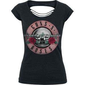 Czarny t-shirt Guns N' Roses z bawełny w młodzieżowym stylu z krótkim rękawem