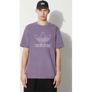 Fioletowy t-shirt Adidas Originals z krótkim rękawem w młodzieżowym stylu