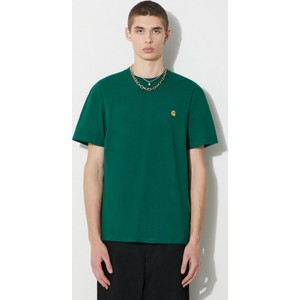 Zielony t-shirt Carhartt WIP z bawełny z krótkim rękawem