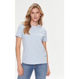 Niebieski t-shirt Tommy Hilfiger w stylu casual z krótkim rękawem