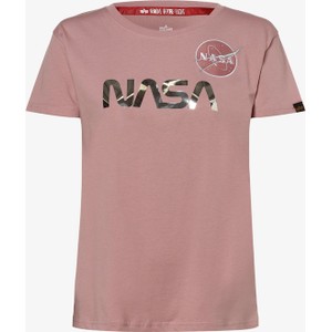 Różowy t-shirt Alpha Industries w młodzieżowym stylu z bawełny
